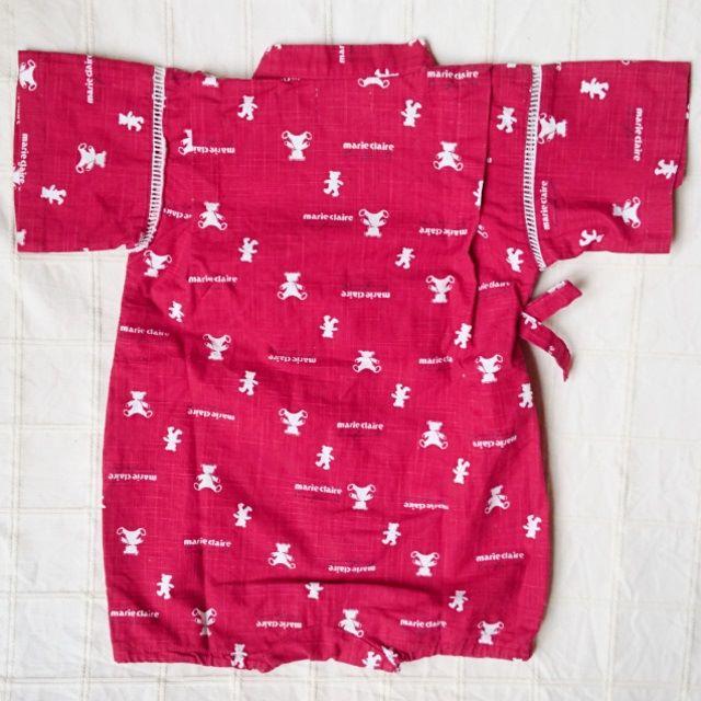 Marie Claire(マリクレール)の70　marie claire　くまさん柄の赤い甚平型ロンパース キッズ/ベビー/マタニティのベビー服(~85cm)(甚平/浴衣)の商品写真