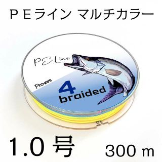 PEライン ５色 マルチカラー 4編 1号 日本製ダイニーマ  300m(釣り糸/ライン)