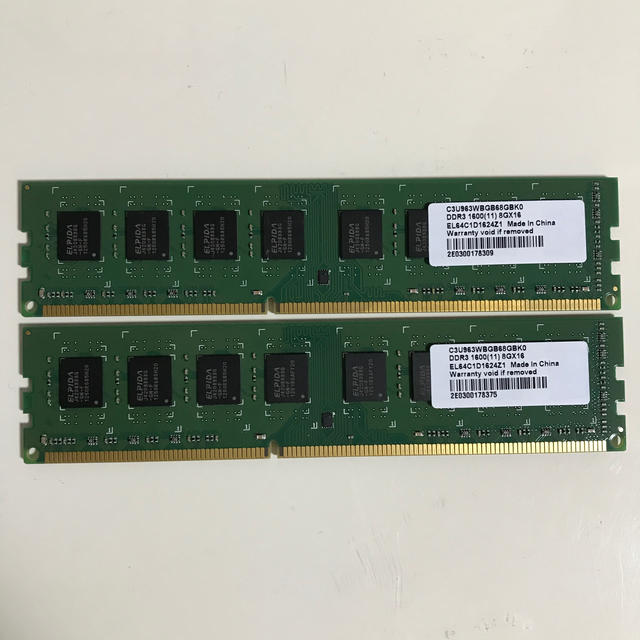 ~1~ DDR3 8GB 2R×8 PC3 12800 2枚set 2