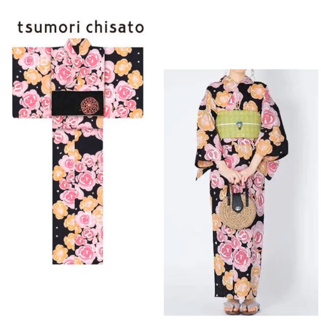 TSUMORI CHISATO(ツモリチサト)の新品★ツモリチサト 浴衣 反物★黒地 バラ 変わり織り★浴衣やハンドメイドに♪ レディースの水着/浴衣(浴衣)の商品写真