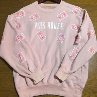 ピンクハウス　ワッペンロゴトレーナー　パッチワーク　花　PINKHOUSE