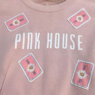 ピンクハウス　ワッペンロゴトレーナー　パッチワーク　花　PINKHOUSE