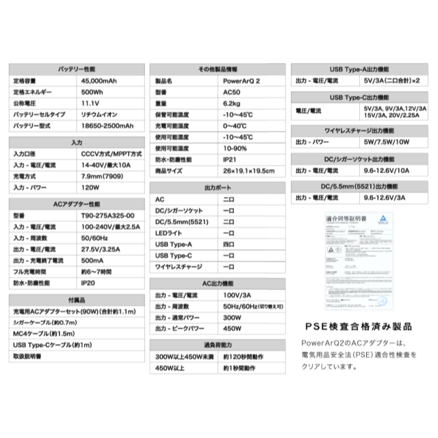 【新品未使用未開封】PowerArQ2 SmartTap 500Wh