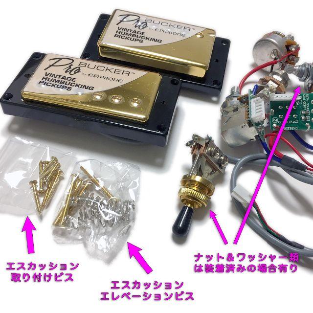 Epiphone(エピフォン)のEpiphone ProBucker 2・3ゴールド＆配線済みハーネスセット 楽器のギター(エレキギター)の商品写真