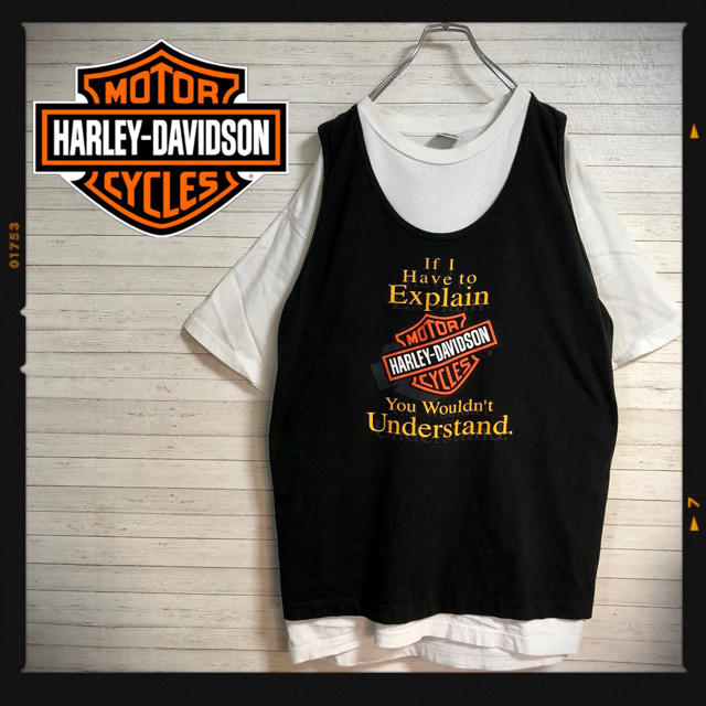 Harley Davidson(ハーレーダビッドソン)の【USA製】ハーレーダビッドソン　ビッグロゴ入りタンクトップ　希少デザイン　人気 メンズのトップス(タンクトップ)の商品写真