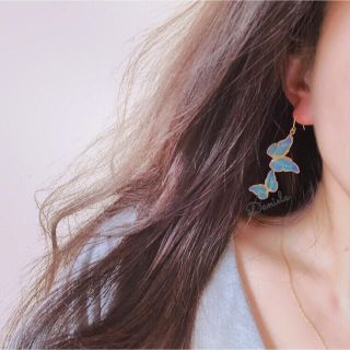 モルフォ蝶のトリプレットピアス(ピアス)