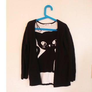 エイチアンドエム(H&M)のキッズ120～130cm H&Mの猫カーディガン(カーディガン)