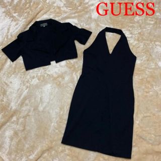 ゲス(GUESS)のセール　GUESS 美品　黒　無地　タイトワンピース　アンサンブル　セットアップ(ミニワンピース)