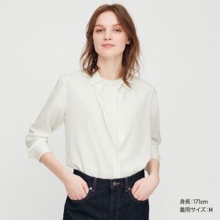 ユニクロ(UNIQLO)のユニクロ  UNIQLO  レーヨンブラウス  ホワイト(シャツ/ブラウス(長袖/七分))