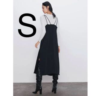 ザラ(ZARA)のZARA サテンキャミソールワンピース　S(ロングワンピース/マキシワンピース)