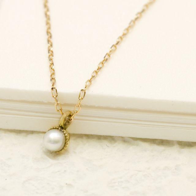 シンプル極小淡水真珠のネックレス K10YG
