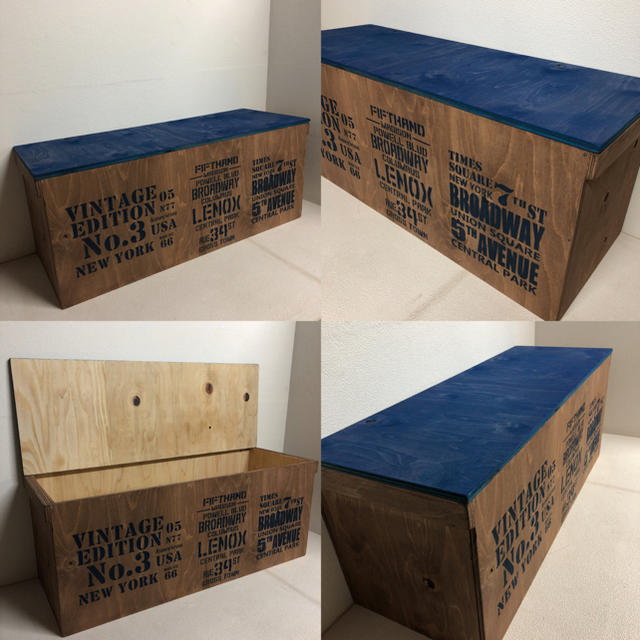 見事な BOX 収納箱 ロング 無塗装×ブラウン☆ ウッドボックス - 家具