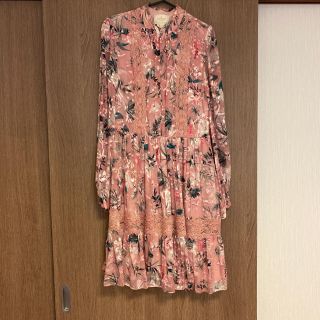 【美品/シルク混合】ケイトスペード 総柄シフォンワンピース シースルー 透け感