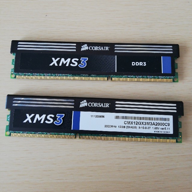 XMS3 2000MHz 4GB x2 (8GB) DDR3 メモリ