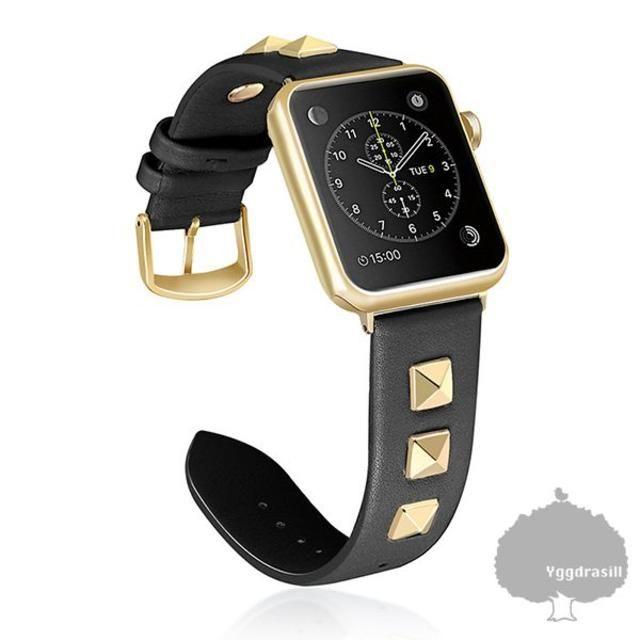 YGG 贈答 Apple Watch 大切な人へのギフト探し 専用 スタッズ付き 黒 ベルト レザーバンド