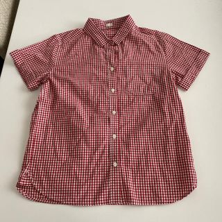 ユニクロ(UNIQLO)の未使用　ユニクロ　UNIQLO チェック　シャツ　赤　レディース　S 半袖(シャツ/ブラウス(半袖/袖なし))