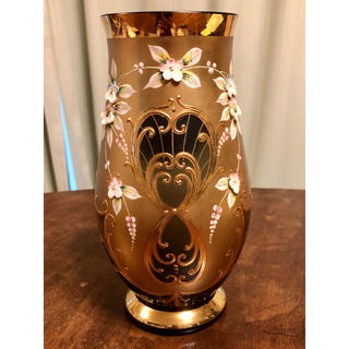 ベネチアングラス　花瓶　ゴールド(花瓶)