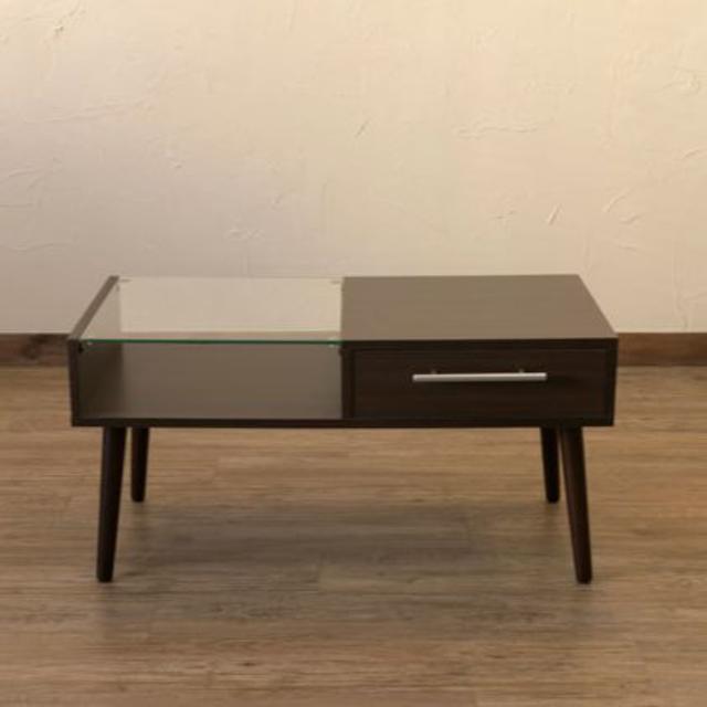 Altona　引き出し付きセンターテーブル　DBR（ダークブラウン）uth01 インテリア/住まい/日用品の机/テーブル(ローテーブル)の商品写真