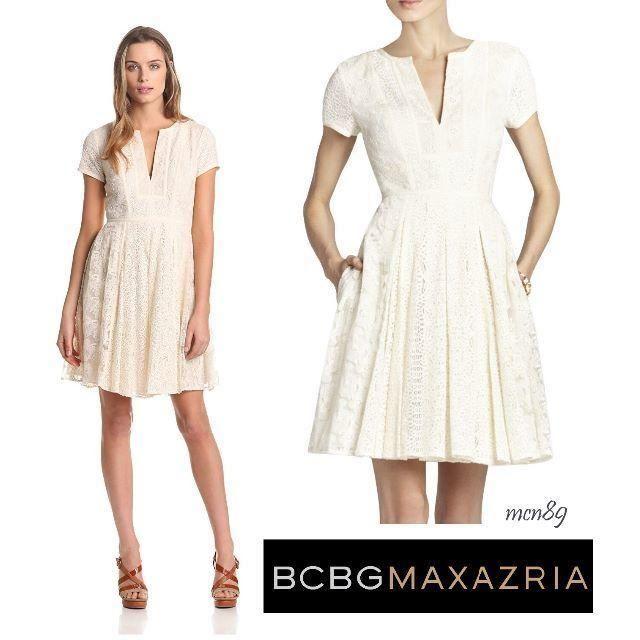 【新品・未使用】BCBGMAXAZRIA　パッチワークレースシャツドレス　０カラー