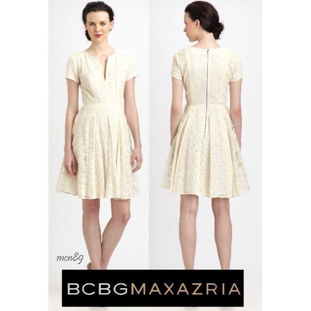 BCBGMAXAZRIA(ビーシービージーマックスアズリア)の【新品・未使用】BCBGMAXAZRIA　パッチワークレースシャツドレス　０ レディースのワンピース(ひざ丈ワンピース)の商品写真