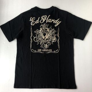 エドハーディー(Ed Hardy)のエドハーディーシャドーラブキルクロスTシャツ　ブラックxシルバー刺繍　XL新品(Tシャツ/カットソー(半袖/袖なし))