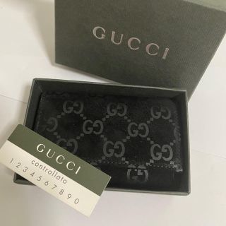 グッチ(Gucci)の【未使用】GUCCI スエード　GG柄　6連キーケース　レザー　黒(キーケース)