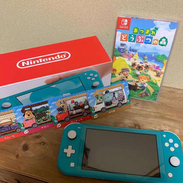 switch lite ターコイズ どうぶつの森 amiiboカード - 携帯用ゲーム機本体