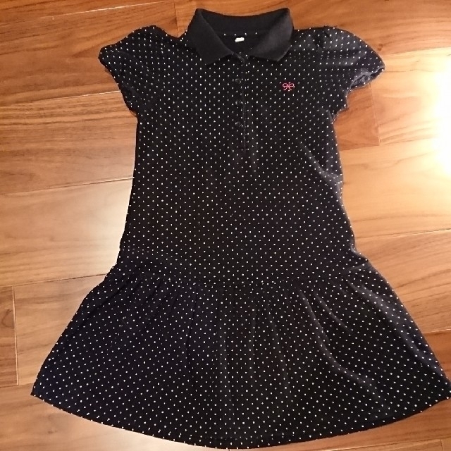 しまむら(シマムラ)の女児ワンピース・黒ドット柄 キッズ/ベビー/マタニティのキッズ服女の子用(90cm~)(ワンピース)の商品写真