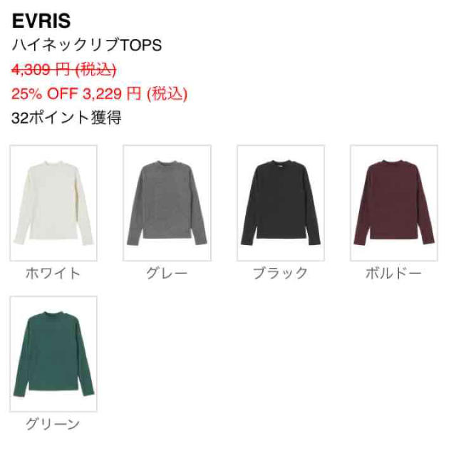 EVRIS(エヴリス)のEVRIS ハイネックリブ TOPS レディースのトップス(カットソー(長袖/七分))の商品写真