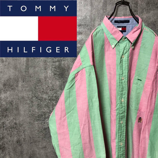 TOMMY HILFIGER(トミーヒルフィガー)の【ママドーナ様専用☆】トミーヒルフィガー☆オールド刺繍ストライプシャツ メンズのトップス(シャツ)の商品写真