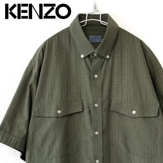 ケンゾー(KENZO)のKENZO 刺繍ロゴ 半袖シャツ サファリシャツ チェックシャツ (シャツ)