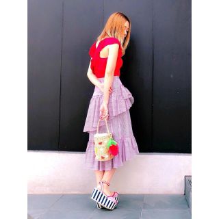 リルリリー(lilLilly)の最終値下‼️9/5に削除‼️リルリリーlillillyフリルトップス レッド (その他)