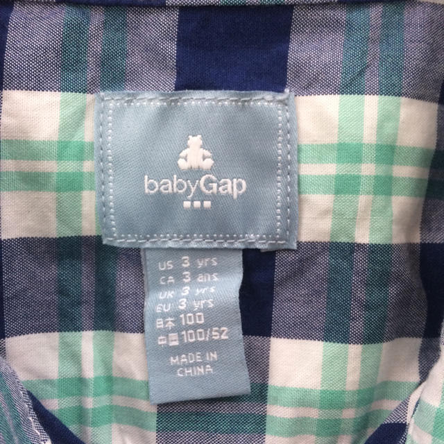 babyGAP(ベビーギャップ)の☆未使用☆  bay gap チェックシャツ 半袖シャツ 日本表記 3才 100 キッズ/ベビー/マタニティのキッズ服男の子用(90cm~)(ブラウス)の商品写真