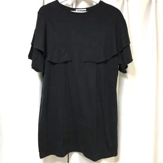 ザラ(ZARA)の【ZARA】カットソーフリルチュニック＊ブラック(Tシャツ(半袖/袖なし))