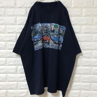 3XLサイズ 古着 Tシャツ ビッグサイズ ネイビー(Tシャツ/カットソー(半袖/袖なし))