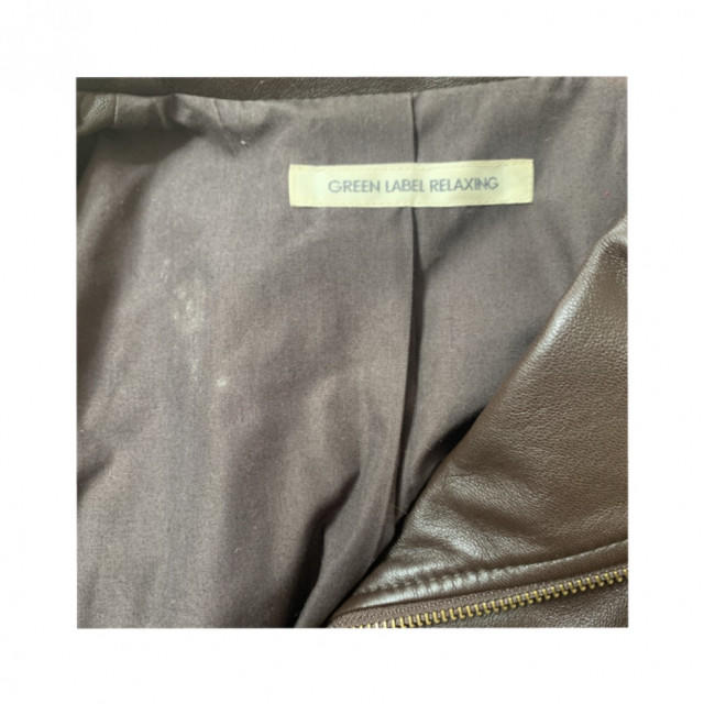 UNITED ARROWS(ユナイテッドアローズ)のサイズM 38 ブラウン ライダース 革ジャケット レディースのジャケット/アウター(ライダースジャケット)の商品写真