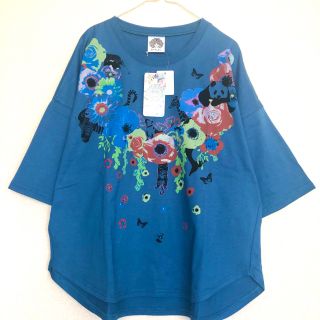 スカラー(ScoLar)の【新品】ScoLar アニマル花柄Tシャツブルー(Tシャツ(半袖/袖なし))