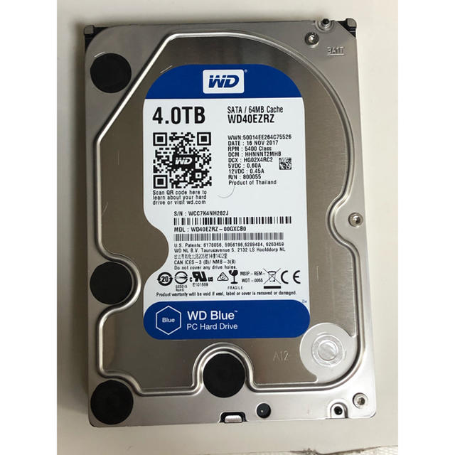 Western digital blue ハードディスク HDD 4TB バルク スマホ/家電/カメラのPC/タブレット(PCパーツ)の商品写真