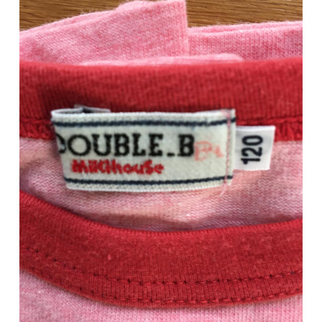 DOUBLE.B(ダブルビー)のダブルビー　半袖Tシャツ赤120センチ 中古 キッズ/ベビー/マタニティのキッズ服男の子用(90cm~)(Tシャツ/カットソー)の商品写真