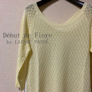 デビュードフィオレ(Debut de Fiore)の【極美品】デビュー ド フィオレ バイ レッセ パッセ 7分袖鍵編みニット(ニット/セーター)