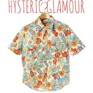 ヒステリックグラマー(HYSTERIC GLAMOUR)のヒステリックグラマー【美品】ロゴ ワッペン 総柄 半袖 シャツ ブラウス(シャツ/ブラウス(半袖/袖なし))