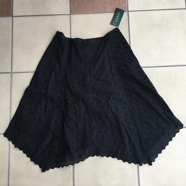 新品タグ 未着 ローレン ラルフローレン 綿100 EYELET SKIRT