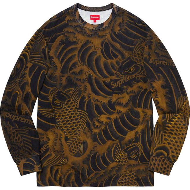 【M】supreme Waves L/S Top black 鯉トップス