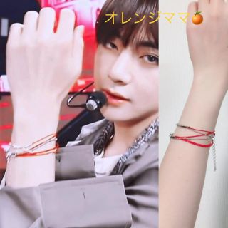 ボウダンショウネンダン(防弾少年団(BTS))のBTSテテ モチーフ赤い紐ブレスレット2連セット(ブレスレット/バングル)