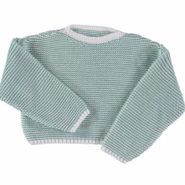 Liilu -Knit Sweater Offwhite+Mint