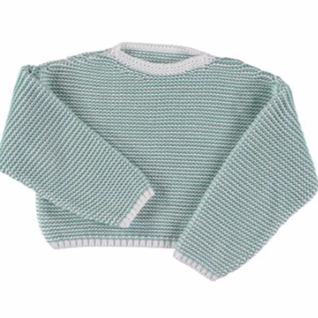 Caramel baby&child (キャラメルベビー&チャイルド)のLiilu -Knit Sweater Offwhite+Mint キッズ/ベビー/マタニティのベビー服(~85cm)(ニット/セーター)の商品写真