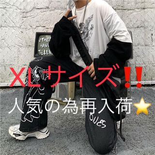 人気のワイドパンツ黒‼️XLサイズ‼️値下げはお声掛け下さい‼️(その他)