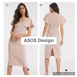 エイソス(asos)の【ASOS】ダスティピンク ペンシルドレス【新品タグ付き】(ミディアムドレス)