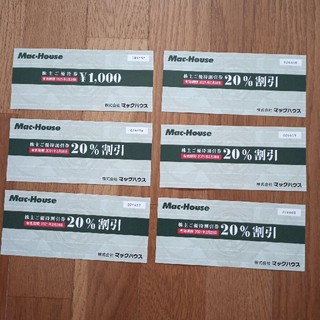 マックハウス(Mac-House)のマックハウス 株主優待券 1000円＋20%割引×5枚(ショッピング)
