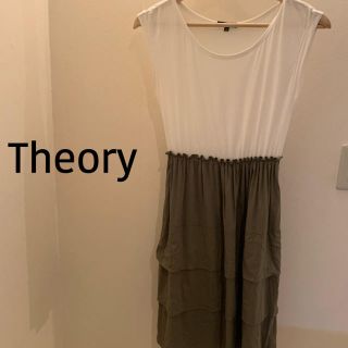 セオリー(theory)のセオリーtheory  袖無しワンピース白　膝丈　レディース　白　春夏(ひざ丈ワンピース)